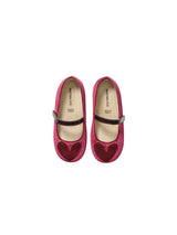 Single Strap Velcro Velvet Fabric Ballerinas