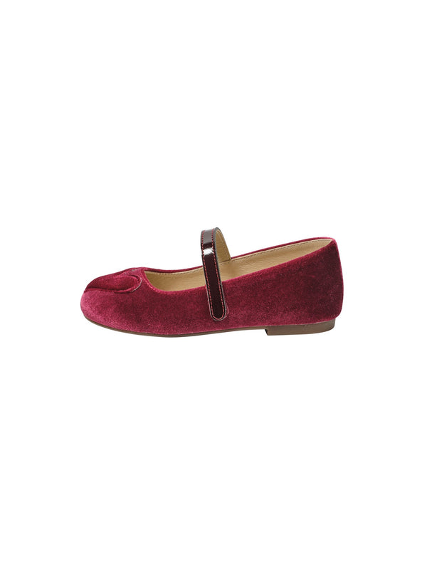 Single Strap Velcro Velvet Fabric Ballerinas