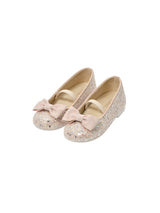 Handmade Bow Embellished Glitter Fabric Ballerinas