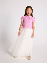 White Classic Skirt & Pink Brigitte Blouse Two Piece Set | Value €238