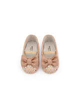 Handmade Bow Embellished Glitter Ballerinas