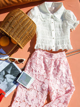 Rose Riviera Pants & White Blouse Two Piece Set | Value €299