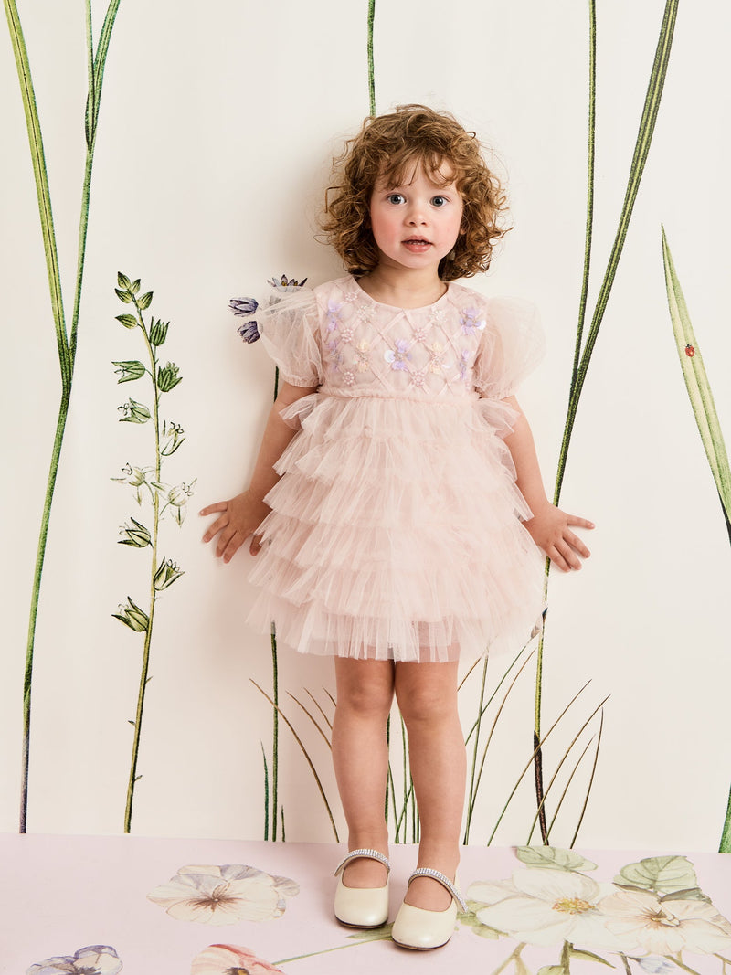 Bebe Floral Lattice Tulle Dress