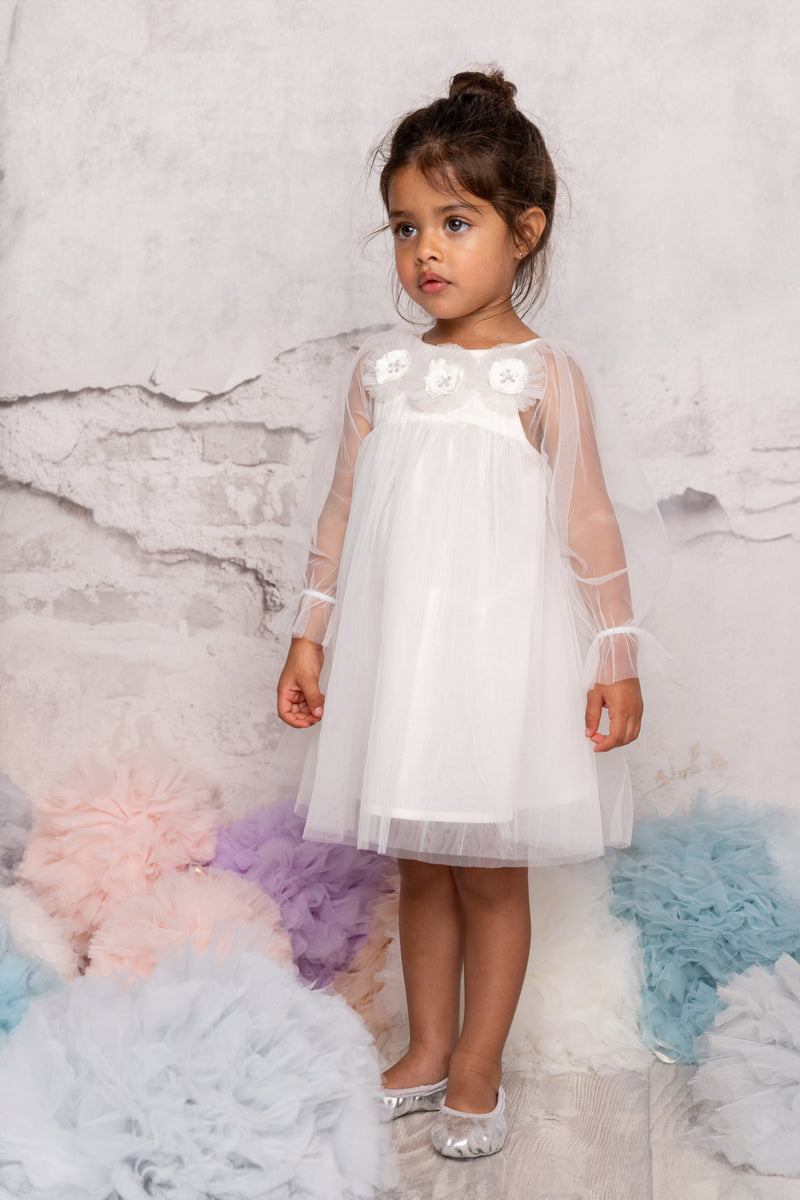 Bébé Snowy Petal Tulle Dress