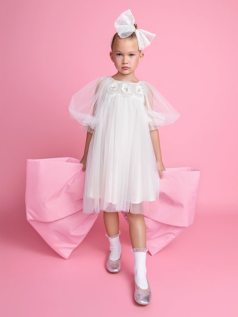 Snowy Petal Tulle Dress