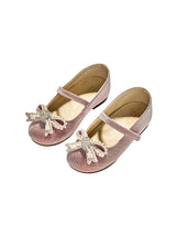Pearl Bow Embellished Metallic Ballerinas