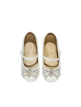 Pearl Bow Embellished Metallic Ballerinas