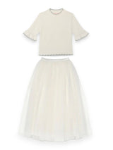 White Classic Skirt & Elyseé Top Two Piece Set | Value €225