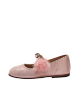 Single Strap Swarovski Crystal Fur Embellished Ballerinas